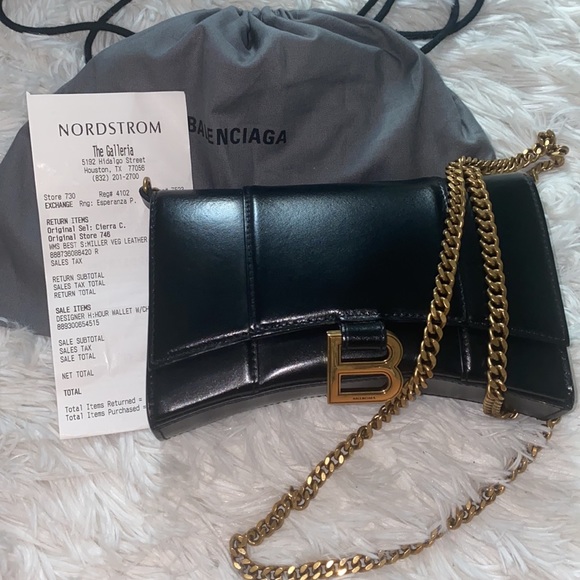 Balenciaga Hourglass Leather Wallet on a Chain - Picture 11 of 12